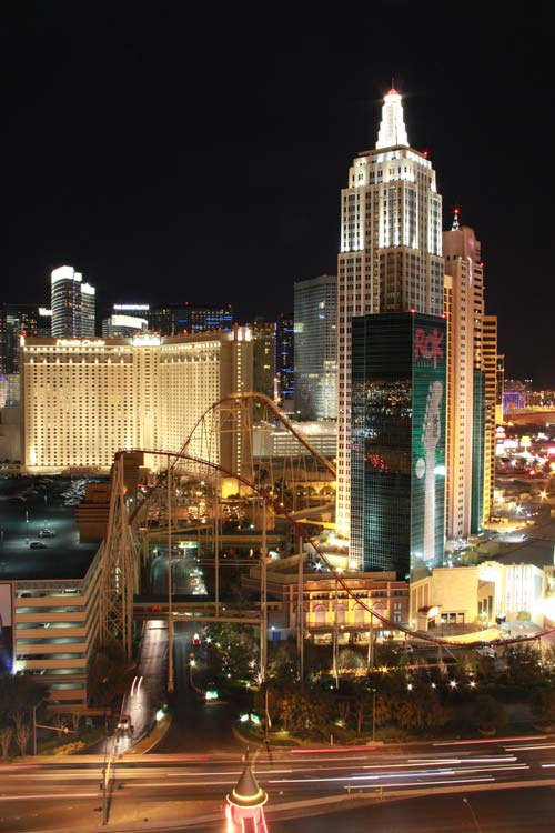 Utsikt mot The Strip i Las Vegas från Excalibure hotell