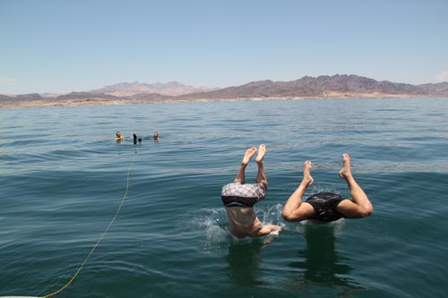 Lake Mead bad Las Vegas Lake Mead bad från båt Las Vegas